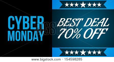 Cyder Monday Shopping Sale Concept On Black And Blue Background. Cyber Monday Banner. Best Deal Offe