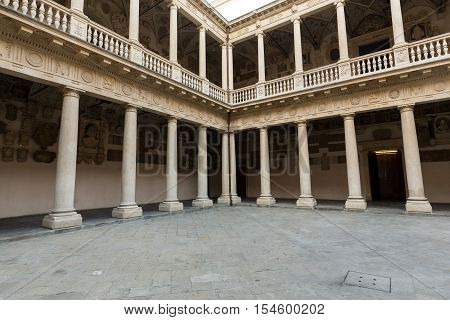 PADUA, ITALY - MAY3, 2016: Palazzo Bo historical building home of the Padova University from 1539 in Padua Italy