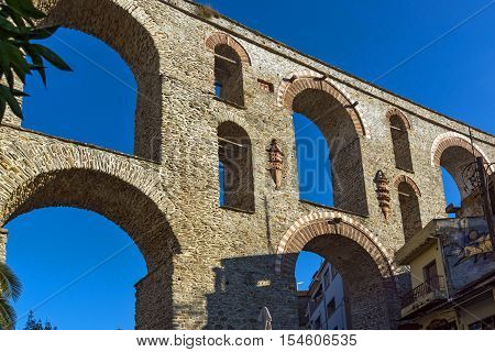 Ruins of medieval aqueduct in Kavala, East Macedonia and Thrace, Greece