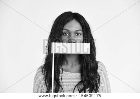 African Descent Covering Mouth Voiceless Concept