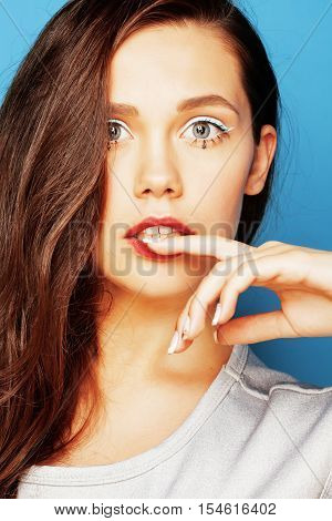 young pretty adorable woman with candy close up like doll makeup