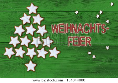 Cinnamon Stars Christmas Tree Weihnachtsfeier (in German Christmas Party) Concept
