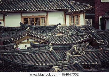 Bukchon Hanok Village Is One Of The Famous Place For Korean Traditional Houses In Seoul, South Korea