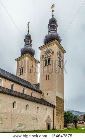 Gurk Cathedral is a Romanesque pillar basilica in Gurk in the Austrian state of Carinthia. It is one of the most important Romanesque buildings in Austria