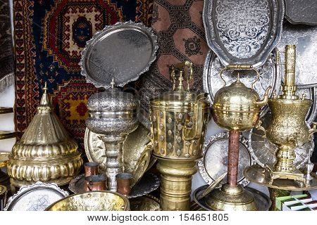 Metal utensil stamping on Moroccan market, Casablanca