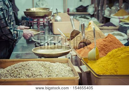 Colorful Spices On The Bazaar. Iran. Isfahan.