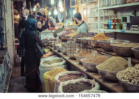 Isfahan, Iran - October 06, 2016: Traditional Iranian Market (bazaar)