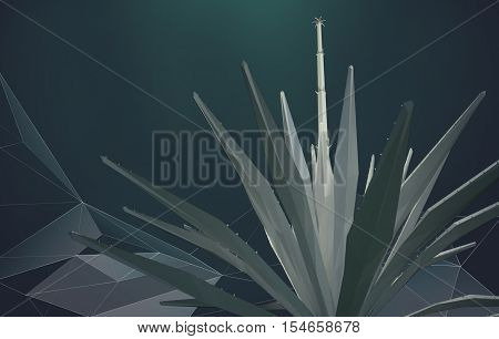 Polygonal Illustration. Low poly agave blue green colors.