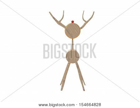 3d illustration of cartoon wooden deer toy. isolated on white background