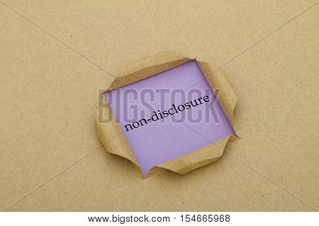 Non-Disclosure word written under torn paper .