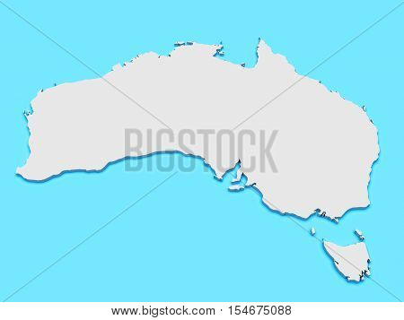 3d Illustration of Australia Map On Blue Background