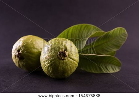 Guava fruit or Amrood or Amrud or peru isolated, selective focus