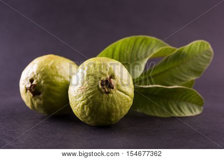 Guava fruit or Amrood or Amrud or peru isolated, selective focus