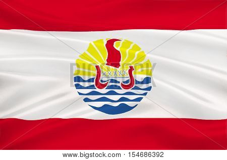 Flag of French Polynesia (France) Papeete. 3d illustration