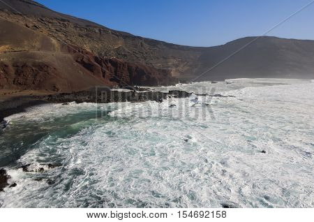 Lagoon El Golfo on Lanzarote Canary islands Spain