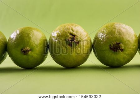 Guava fruit or Amrood or Amrud or peru isolated, selective focus