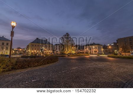 Krasna Lipa town in north Bohemia in autumn morning time