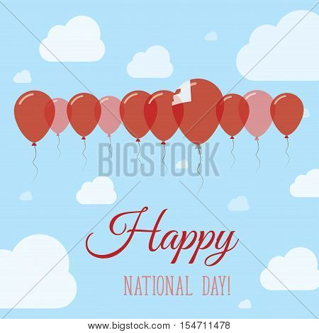 Tonga National Day Flat Patriotic Poster. Row Of Balloons In Colors Of The Tongan Flag. Happy Nation