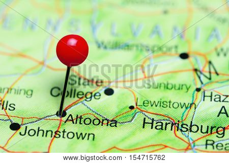 Altoona pinned on a map of Pennsylvania, USA