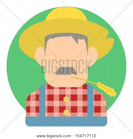 Avatar male farmer icon. Flat illustration of avatar male farmer vector icon for web