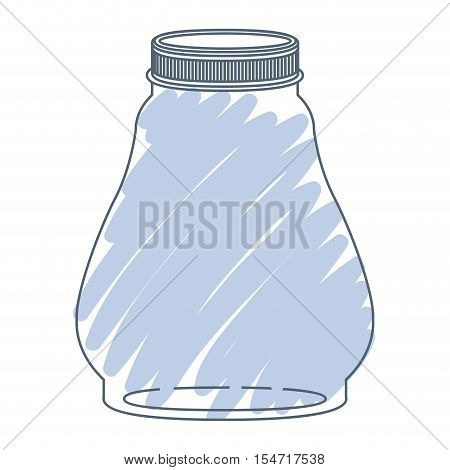 silhouette glass container with blue stripes vector illustration