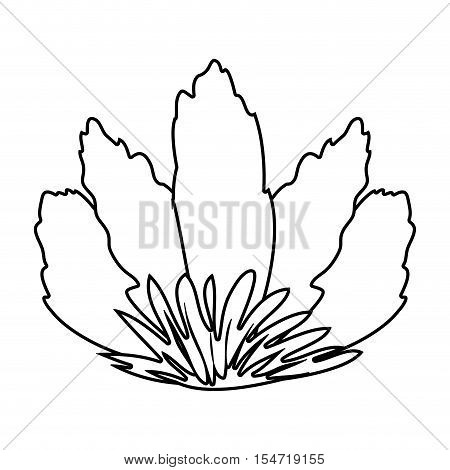 silhouette front view flower with sepal vector illustration