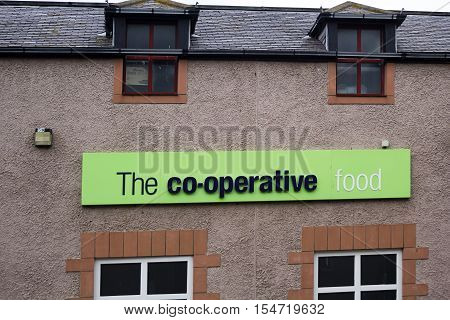 The Co-operative food shop in Eyemouth in Scotland. UK. 07.08.2015
