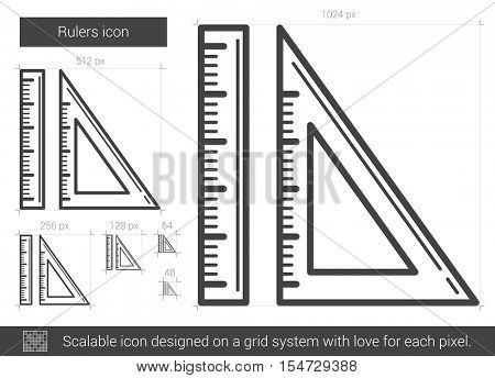 Rulers vector line icon isolated on white background. Rulers line icon for infographic, website or app. Scalable icon designed on a grid system.