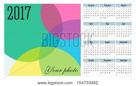 Simple 2017 year vector calendar / 2017 calendar design