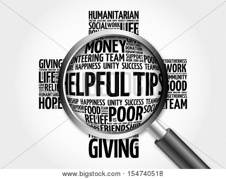 Helpful Tips Word Cloud With Magnifying Glass