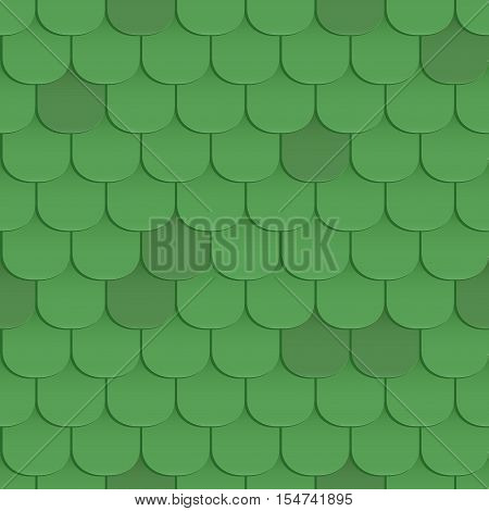 Shingles roof seamless pattern. Green color. Classic style. Vector illustration