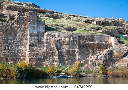 Gaziantep, Turkey - December 08, 2014: Abandoned castle (Rum Kale) in Halfeti