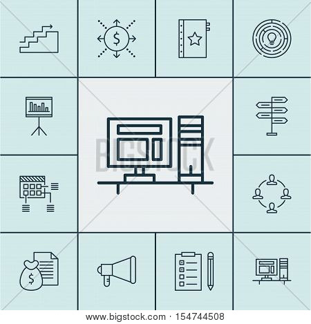 Set Of Project Management Icons On Announcement, Money And Growth Topics. Editable Vector Illustrati