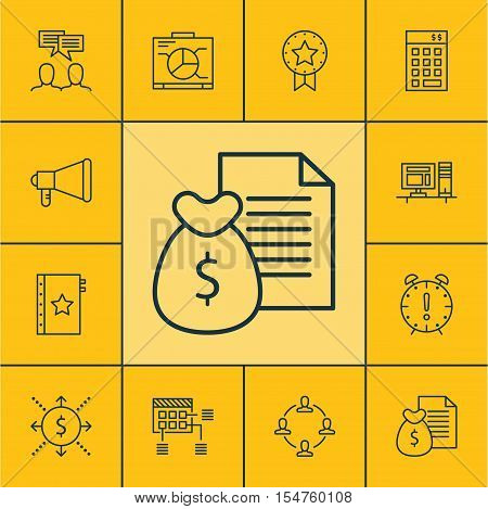 Set Of Project Management Icons On Announcement, Discussion And Board Topics. Editable Vector Illust