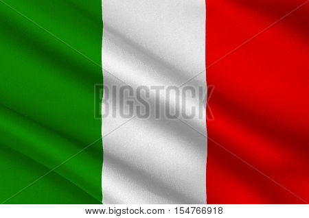 Flag of Italy officially the Italian Republic is a unitary parliamentary republic in Europe. 3d illustration