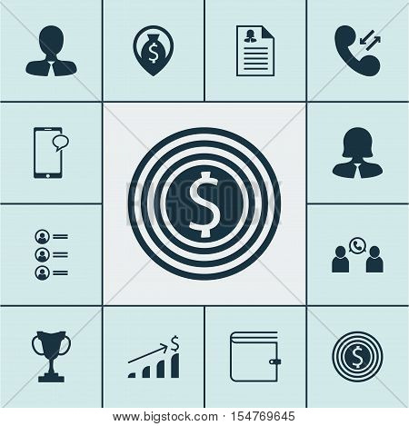 Set Of Human Resources Icons On Job Applicants, Phone Conference And Business Goal Topics. Editable