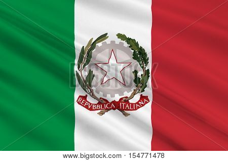 Flag of Italy officially the Italian Republic is a unitary parliamentary republic in Europe. 3d illustration