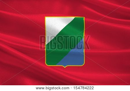 Flag of Abruzzo is a region of Italy. 3d illustration
