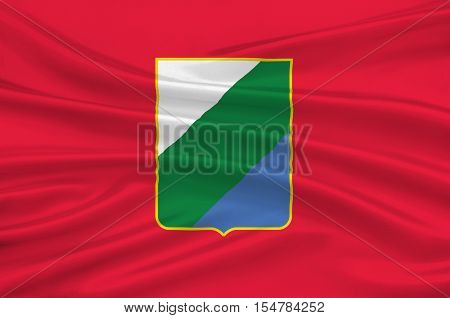 Flag of Abruzzo is a region of Italy. 3d illustration
