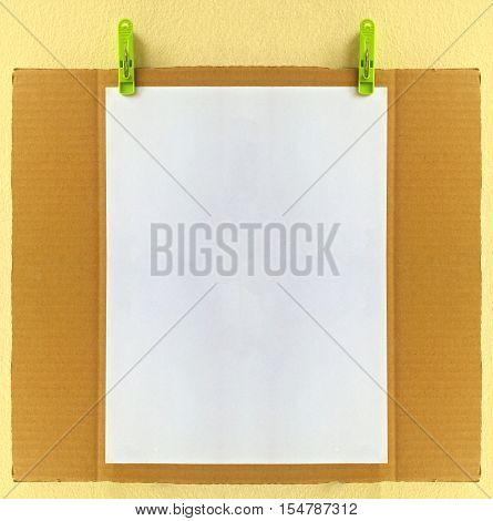 Blank paper on carton notice board.DIY homemade applied