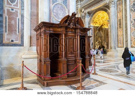 VATICAN - SEPTEMBER 23 2015. St Peter's Basilica. St. Peter's Cathedral - a Catholic cathedral the central and largest construction of Vatican the largest historical Christian church in the world.