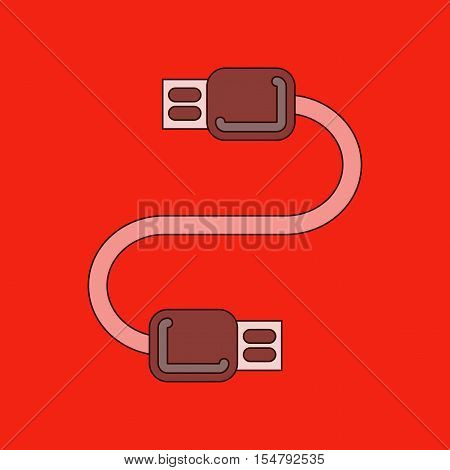 flat icon on stylish background usb cable