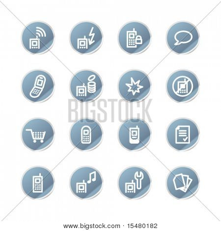 blue sticker mobile phone icons