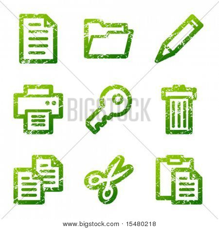 Groene grunge contour documentpictogrammen V2