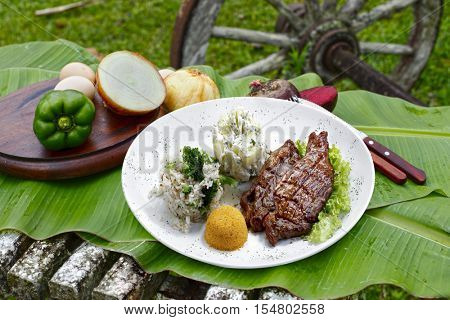 picanha potato with rice and beans drover