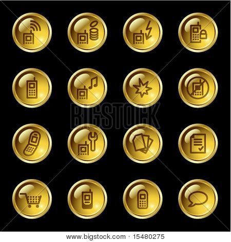 Gold drop mobile phone icons