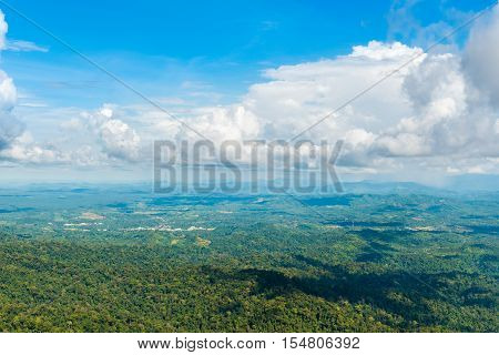 Aerial view of rain forest landscape. Hin Koob mountain Khao Soidao Sanctuary Forest Thailand.