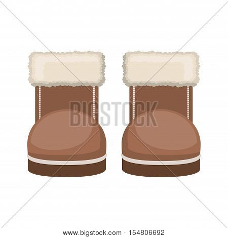 brown boots shoes icon over white background. winter clothes design. vector illustration