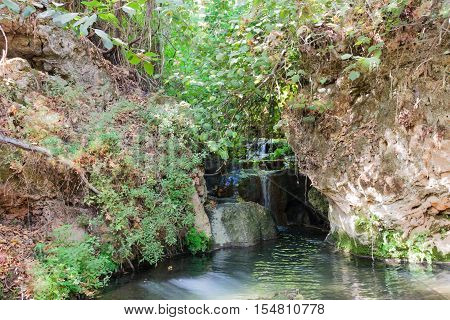 Small Waterfall In A Forest Stream Amud