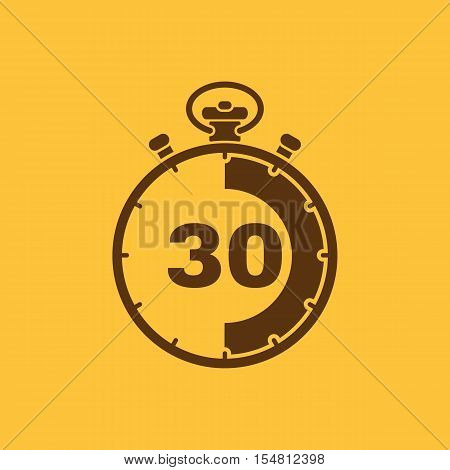 The 30 seconds, minutes stopwatch icon. Clock and watch, timer, countdown, stopwatch symbol. UI. Web. Logo. Sign. Flat design. App. Stock vector